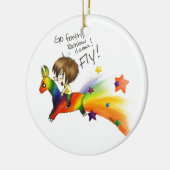 Rainbow Llama Keramisch Ornament (Links)