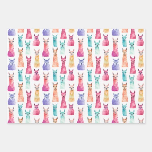 Rainbow Llama Party geschenk Wrap Set Inpakpapier Vel (Voorkant 2)