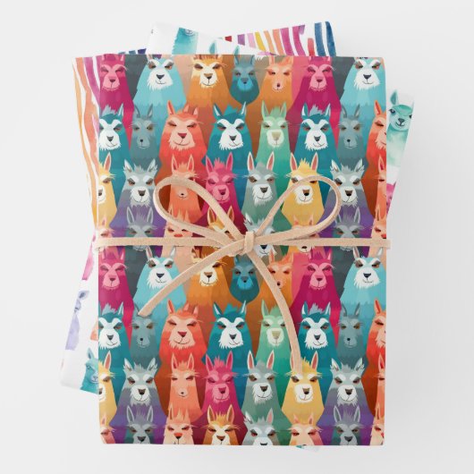 Rainbow Llama Party geschenk Wrap Set Inpakpapier Vel (In situ)