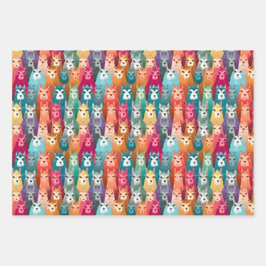 Rainbow Llama Party geschenk Wrap Set Inpakpapier Vel (Voorkant)