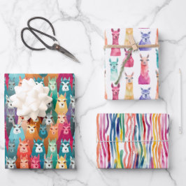 Rainbow Llama Party geschenk Wrap Set Inpakpapier Vel