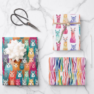 Rainbow Llama Party geschenk Wrap Set Inpakpapier Vel