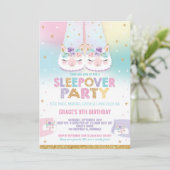 Rainbow Llama Sleepover Birthday Party Pajama Kaart (Staand voorkant)