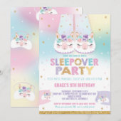 Rainbow Llama Sleepover Birthday Party Pajama Kaart (Voorkant / Achterkant)