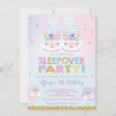 Rainbow Llama Sleepover Verjaardagsfeest Slumber Kaart (Voorkant)