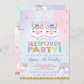 Rainbow Llama Sleepover Verjaardagsfeest Slumber Kaart (Voorkant / Achterkant)