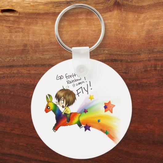 Rainbow Llama Sleutelhanger (Voorkant)