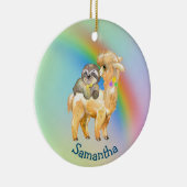 Rainbow Llama Sloth Aangepast Schattig Keramisch Ornament (Rechts)