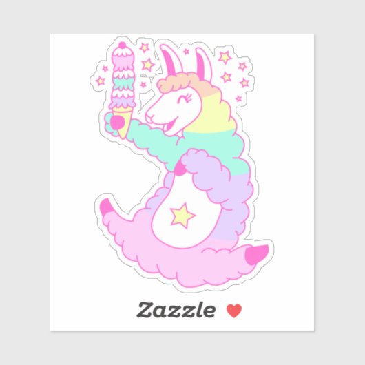 Rainbow Llama Sticker (Vel)