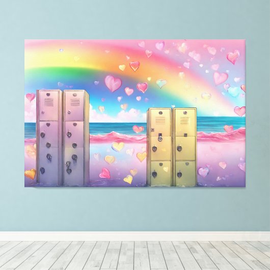 Rainbow Lockers AI-kunst  Canvas Afdruk (Insitu (Houten vloer))