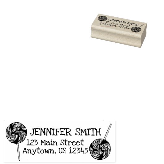 Rainbow Lollipop Snoep Winkel op aangepast adres Rubberstempel (Gestempeld)