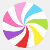 Rainbow Lollipop Swirl Circle Party Stickers (Voorkant)