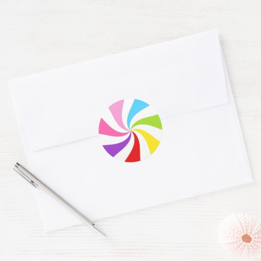 Rainbow Lollipop Swirl Circle Party Stickers (Envelop)