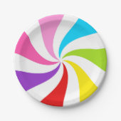 Rainbow Lollipop Swirl Papieren Bordje (Voorkant)