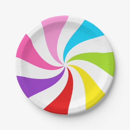 Rainbow Lollipop Swirl Papieren Bordje (Voorkant)