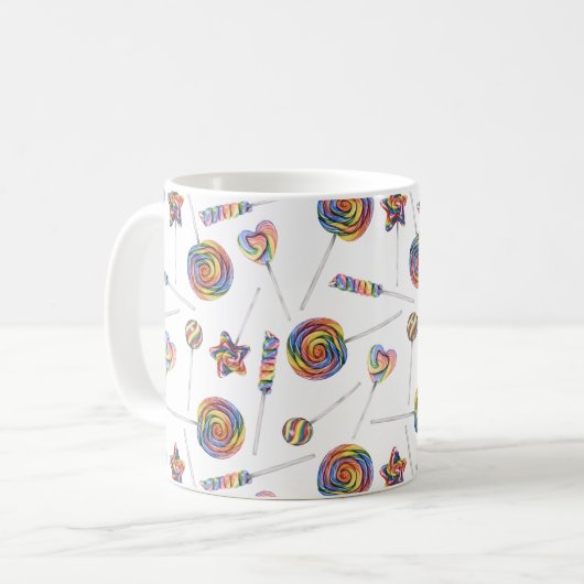 Rainbow Lollipops Coffee Mok (Voorkant links)