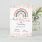Rainbow Long Distance Baby shower Invitation Kaart (Staand voorkant)