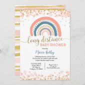 Rainbow Long Distance Baby shower Invitation Kaart (Voorkant / Achterkant)