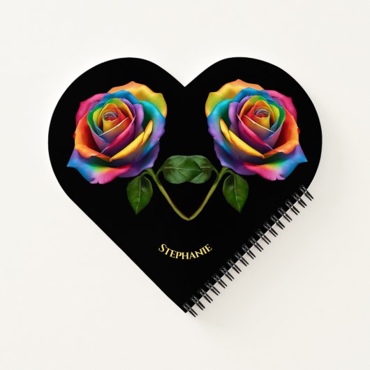 Rainbow Long Stem-Roos Notitieboek (Achterkant)