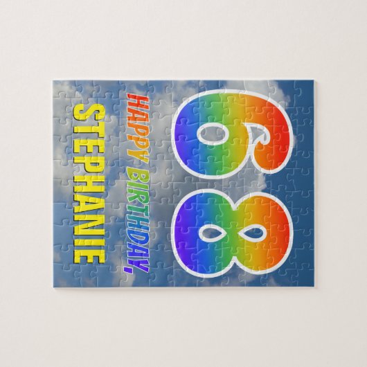 Rainbow Look "68" & "HAPPY BIRTHDAY", Cloudy Sky Legpuzzel (Horizontaal)