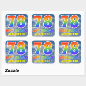 Rainbow look "78" & "HAPPY BIRTHDAY", wolken, Sky Vierkante Sticker (Vel)