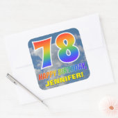 Rainbow look "78" & "HAPPY BIRTHDAY", wolken, Sky Vierkante Sticker (Envelop)