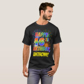 Rainbow Look HAPPY 46E VERJAARDAG; Vuurwerk + Naam T-shirt (Voorkant volledig)