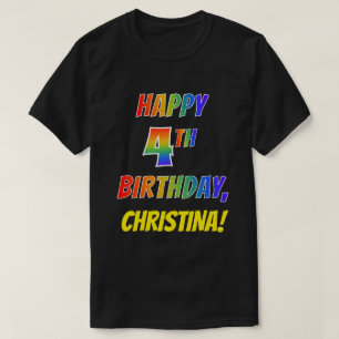 Rainbow Look HAPPY 4TH VERJAARDAG + aangepaste naa T-shirt