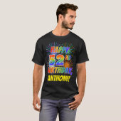 Rainbow Look HAPPY 52E VERJAARDAG; Vuurwerk + Naam T-shirt (Voorkant volledig)