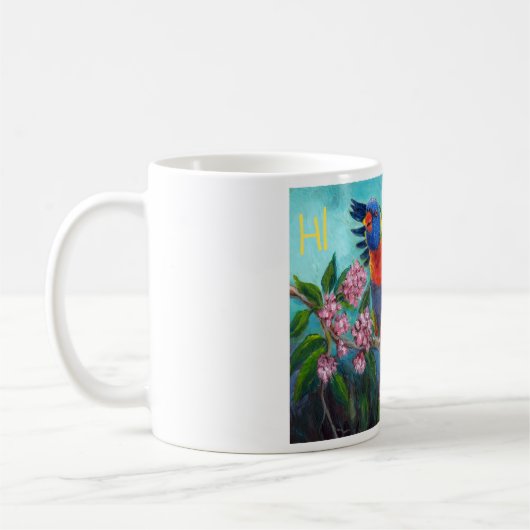 Rainbow Lori op mok (Links)