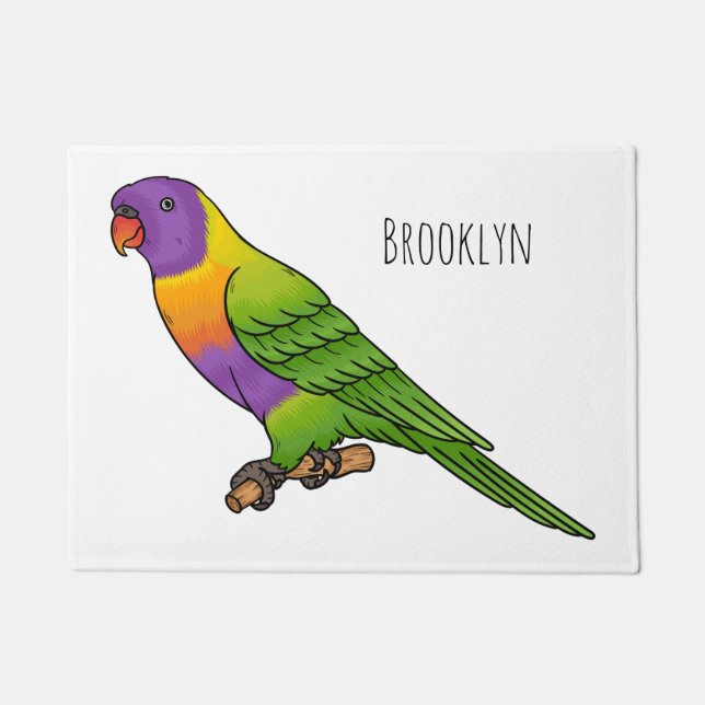 Rainbow lorikeet bird cartoon illustration  deurmat (Voorkant)
