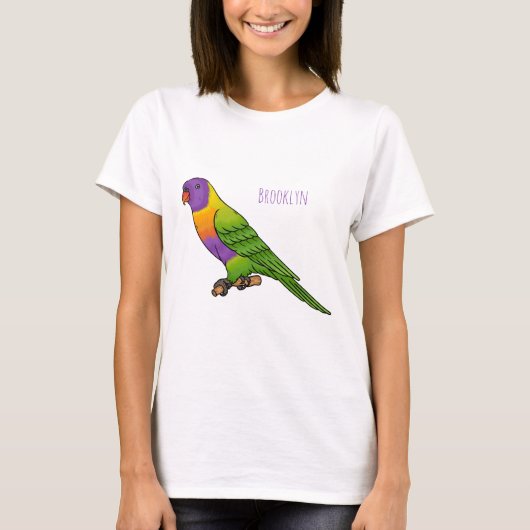 Rainbow lorikeet bird cartoon illustration t-shirt (Voorkant)