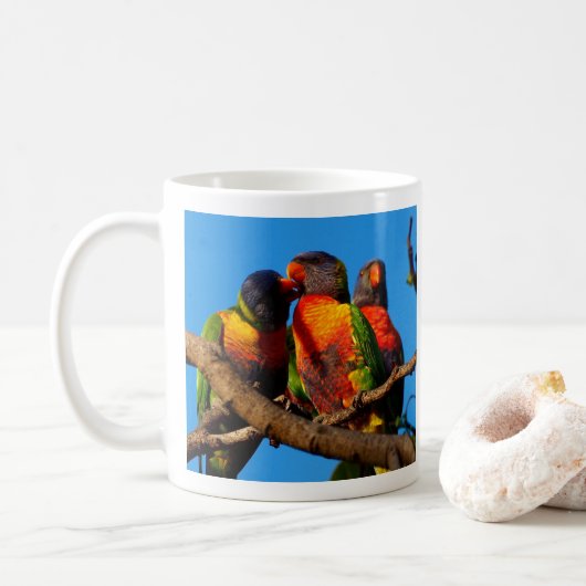 Rainbow Lorikeet foto mok koffie (Met donut)