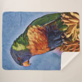 Rainbow Lorikeet Parrot Bird Sherpa Deken (Voorkant (horizontaal))