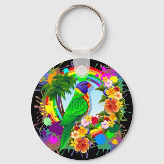 Rainbow Lorikeet Parrot Sleutelhanger (Voorkant)