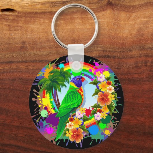 Rainbow Lorikeet Parrot Sleutelhanger (Voorkant)