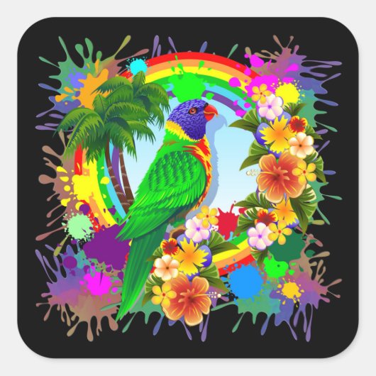 Rainbow Lorikeet Parrot Stickers (Voorkant)