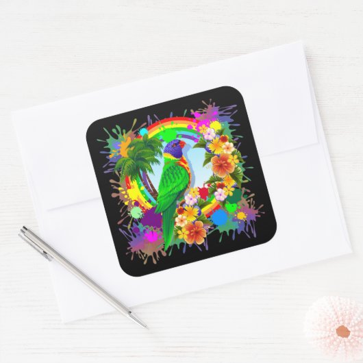 Rainbow Lorikeet Parrot Stickers (Envelop)
