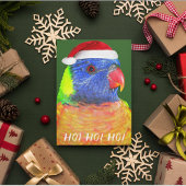 Rainbow Lorikeet Wearing Santa Hat Aussie Feestdagen Kaart