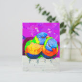 Rainbow Lorikeets Tortelduifjes Couple Briefkaart (Staand voorkant)