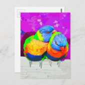 Rainbow Lorikeets Tortelduifjes Couple Briefkaart (Voorkant / Achterkant)