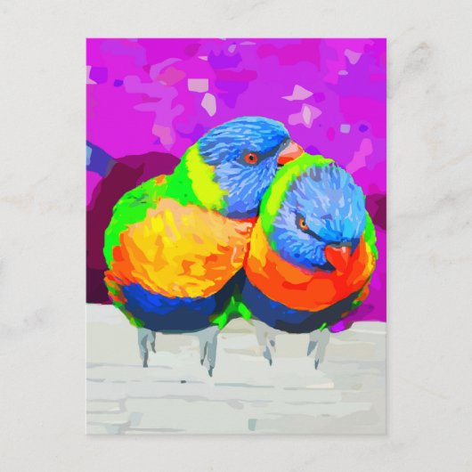 Rainbow Lorikeets Tortelduifjes Couple Briefkaart (Voorkant)