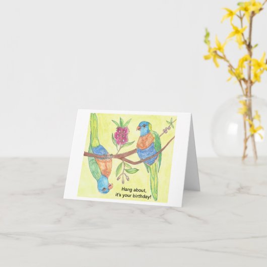 Rainbow Lorikeets verjaardagskaart Kaart (Gele Bloem)
