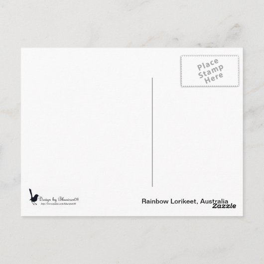 Rainbow Loriket, Australië Briefkaart (Achterkant)