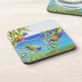 Rainbow Loriket Beachy Blue Australian Painting Bier Onderzetter (Linkerzijde)