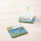 Rainbow Loriket Beachy Blue Australian Painting Bier Onderzetter (Rechterzijde)