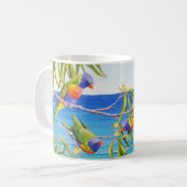 Rainbow Loriket Beachy Blue Australian Painting Koffiemok (Voorkant links)