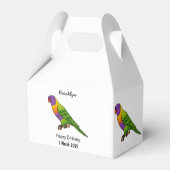 Rainbow loriket bird cartoon bedankdoosjes (Achterkant)