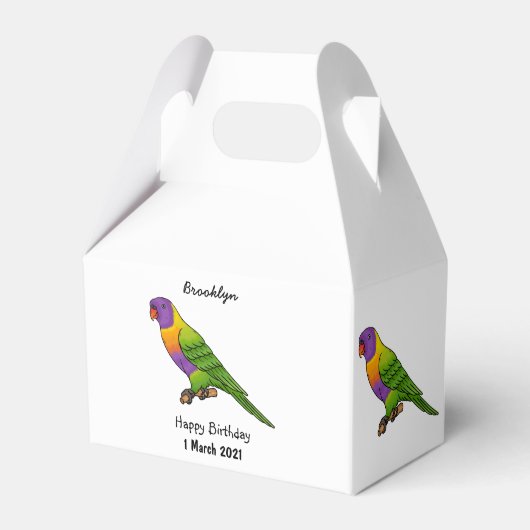 Rainbow loriket bird cartoon bedankdoosjes (Voorkant Zijde)