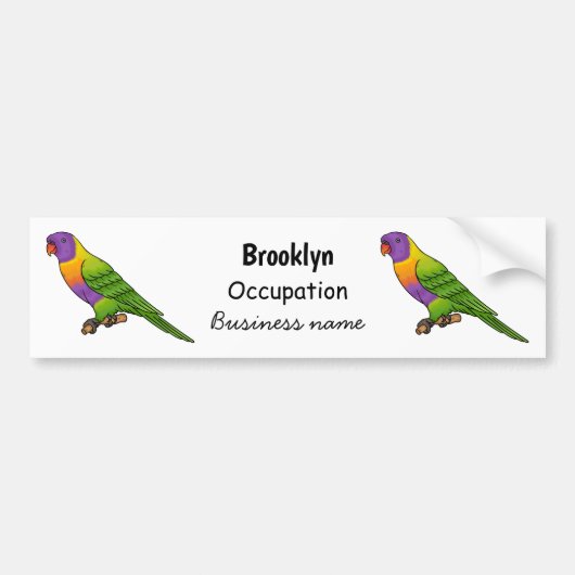 Rainbow loriket bird cartoon bumpersticker (Voorkant)